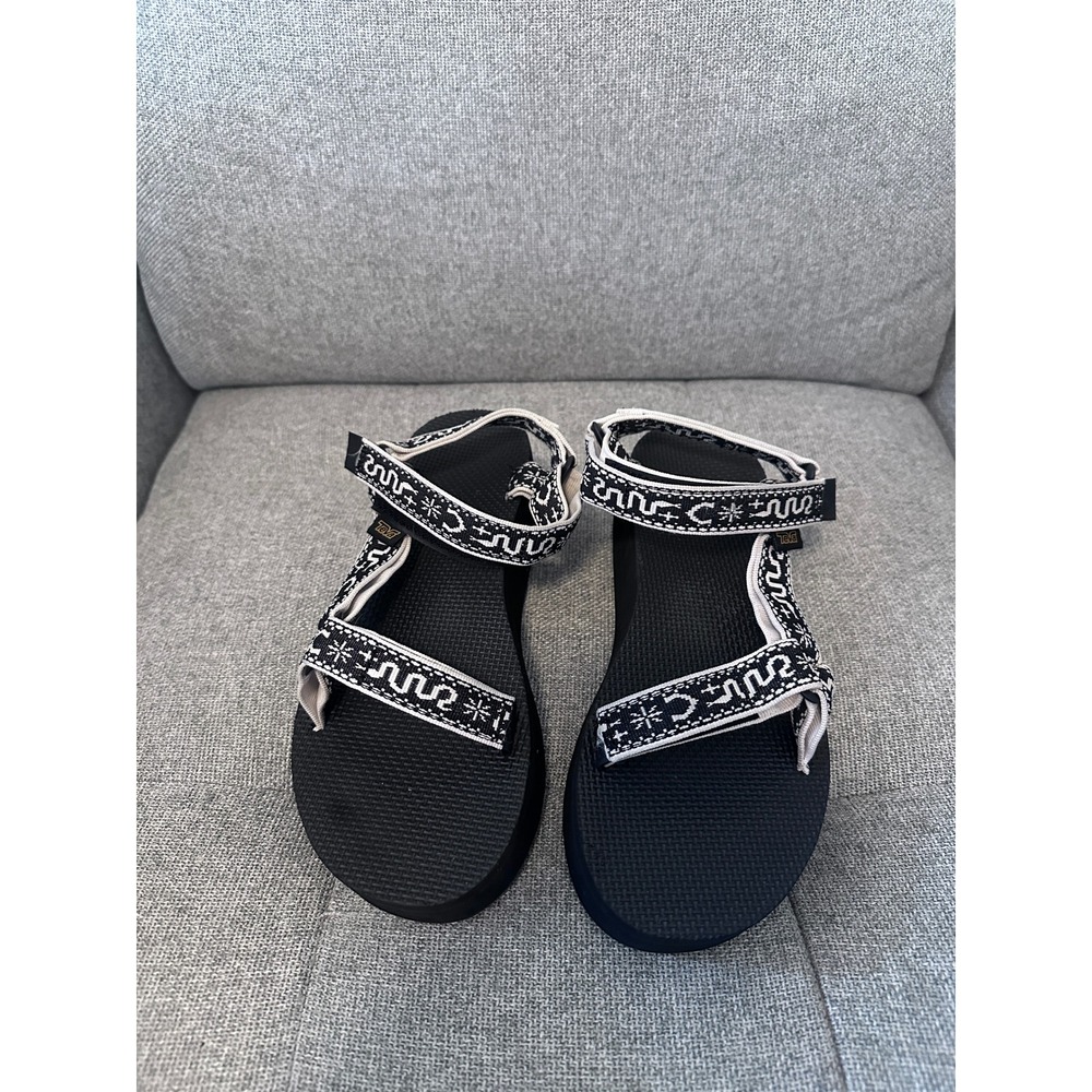 Teva Flatform Universal Sandals Size 10 Black White Excellent Platform Pattern
